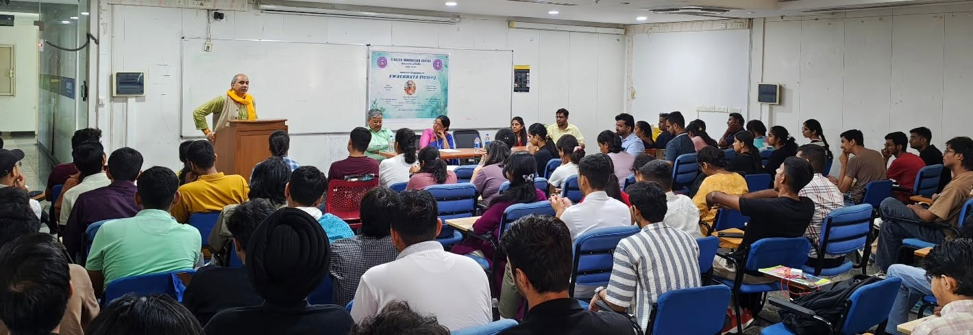 Students and speakers attending a Swachhata awareness seminar at CIC